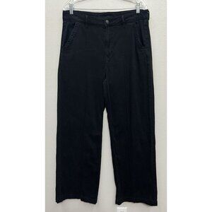 American Eagle Women’s Wide Leg Baggy Jeans Pants Black 12 Black High Rise